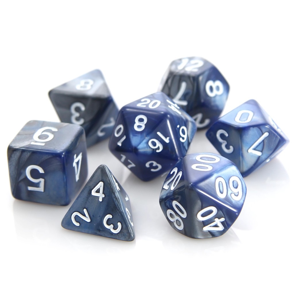 POLY RPG SET - SILVER/BLUE ALLOY