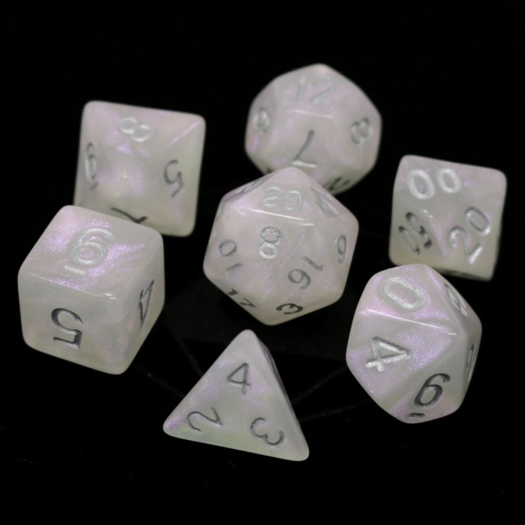 POLY RPG SET - MOONSTONE W/ SILVER