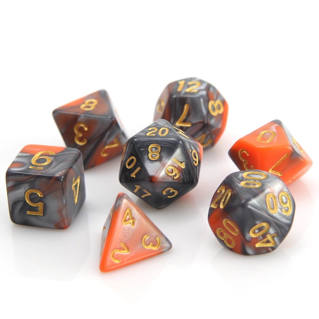 POLY RPG SET - ORANGE/SILVER ALLOY