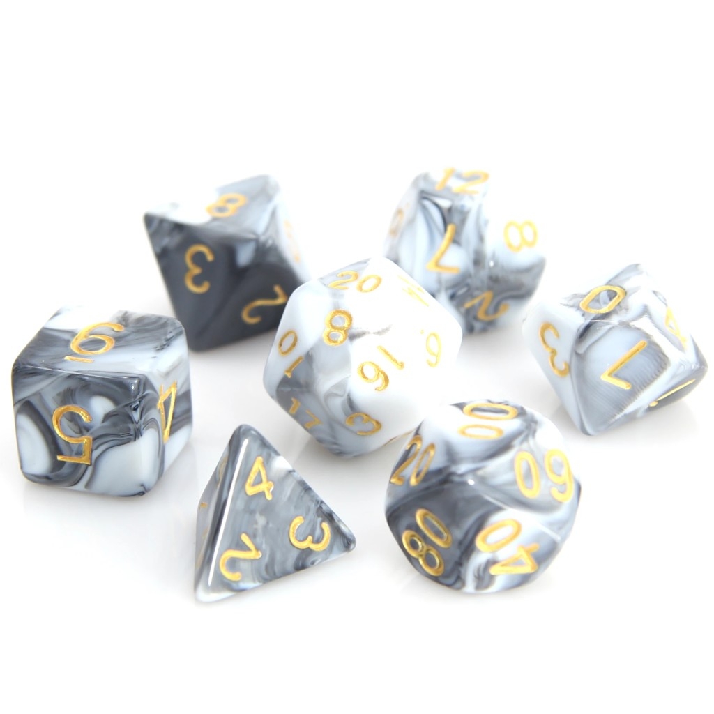 POLY RPG SET - WHITE/BLACK MARBLE