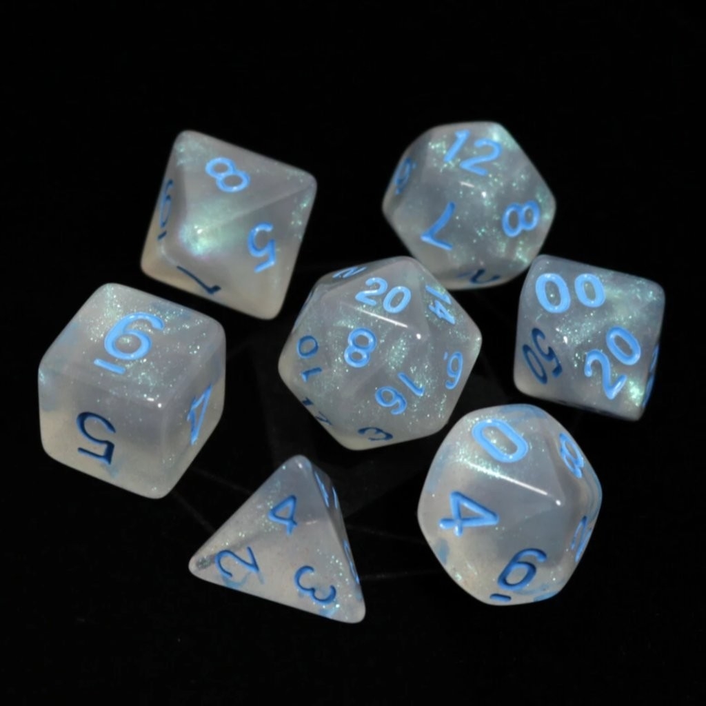 POLY RPG SET - GLACIAL MOONSTONE W/BLUE